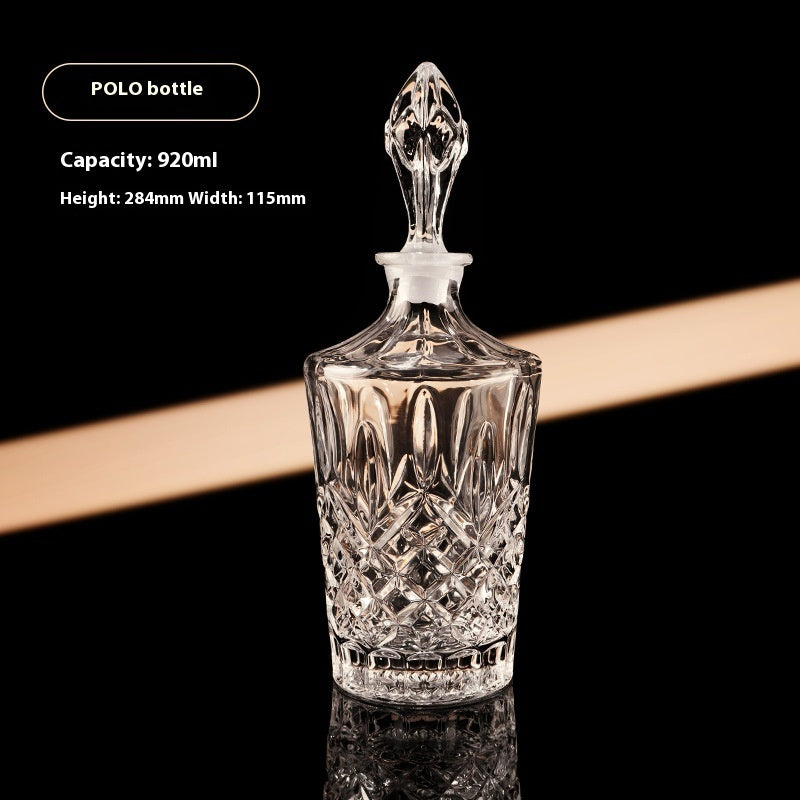 Carved Craft Whiskey Wine Bottle Crystal Glass Wine Set
