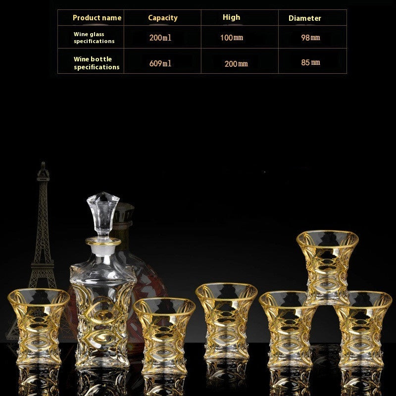 Crystal Glass Whiskey Wine Set Suit Creative Gold