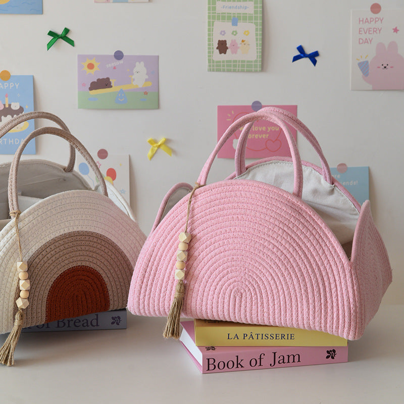 Simple Woven Finishing Storage Basket Portable Baby's Diaper Basket