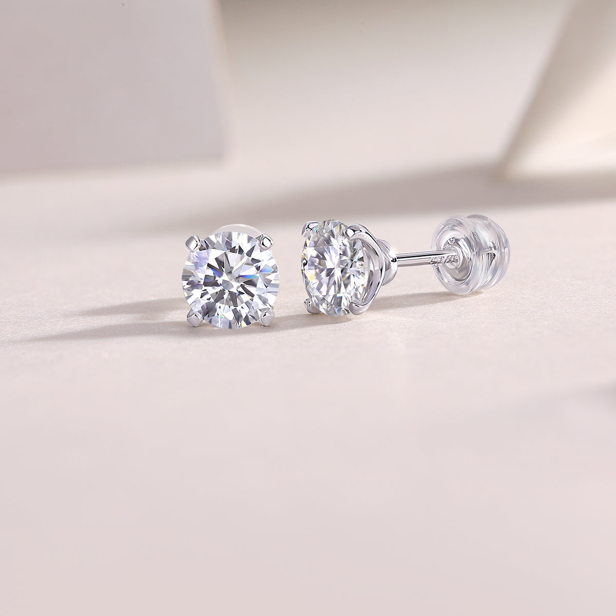 Rhymes Luxury Fashion Diamond Earrings Stud Inlaid With Mosan Diamond Silver Ornaments