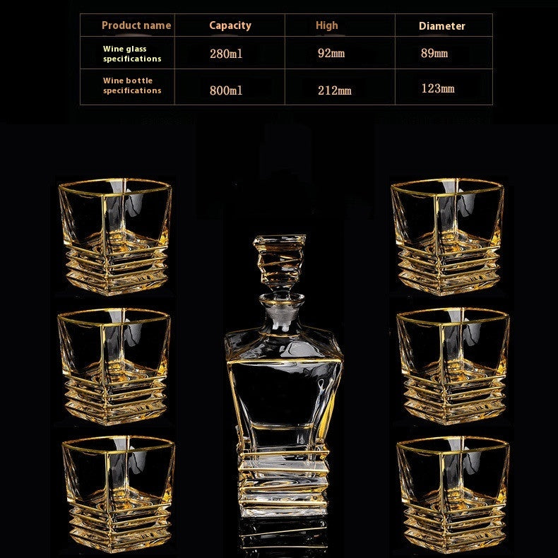 Crystal Glass Whiskey Wine Set Suit Creative Gold