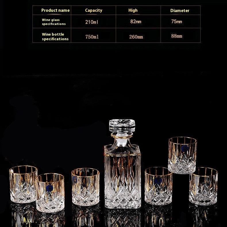 Crystal Glass Whiskey Wine Set Suit Creative Gold