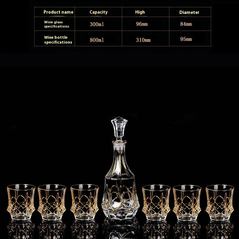 Crystal Glass Whiskey Wine Set Suit Creative Gold