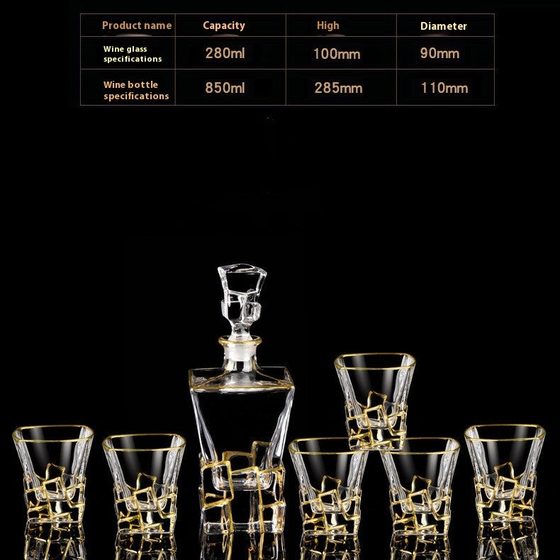 Crystal Glass Whiskey Wine Set Suit Creative Gold