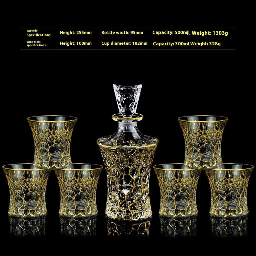 Crystal Glass Whiskey Wine Set Suit Creative Gold