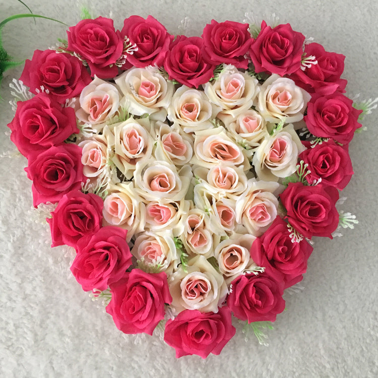 Heart-shaped simulation rose plate