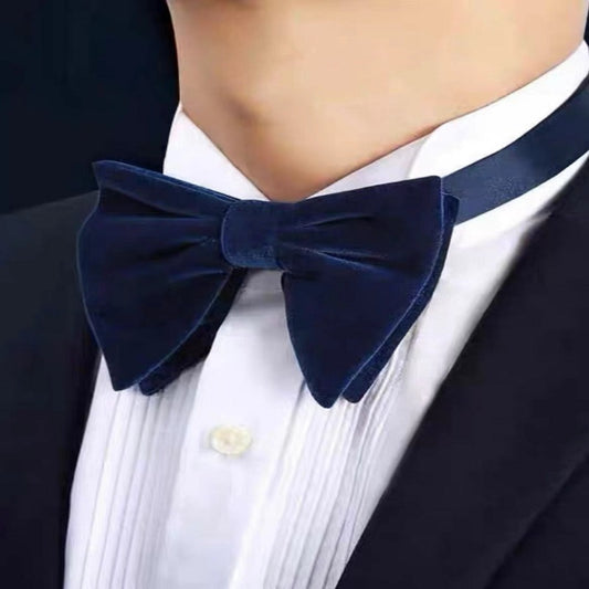 Double-Layer Gold Velvet Horn Bow Square Scarf Cufflinks Three-piece Set