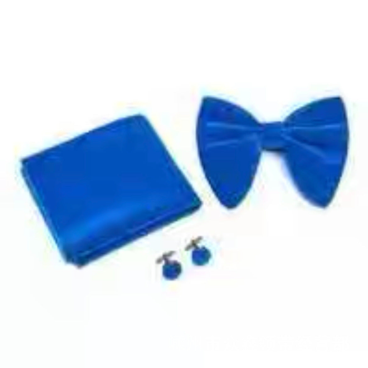 Double-Layer Gold Velvet Horn Bow Square Scarf Cufflinks Three-piece Set