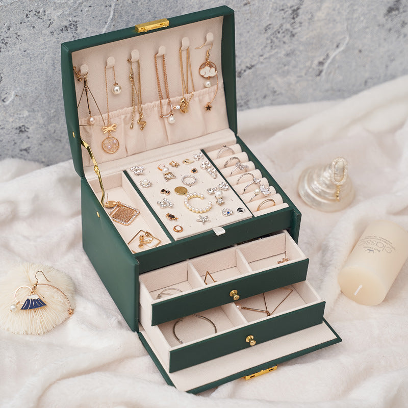 Three-layer Retro Jewelry Box With Lock