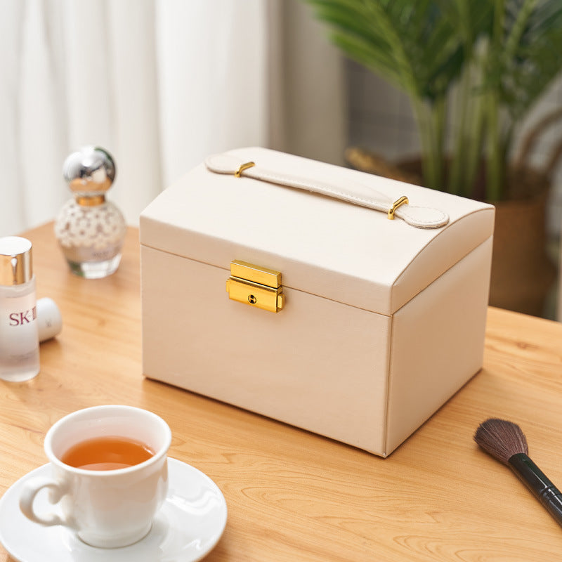 Three-layer Retro Jewelry Box With Lock