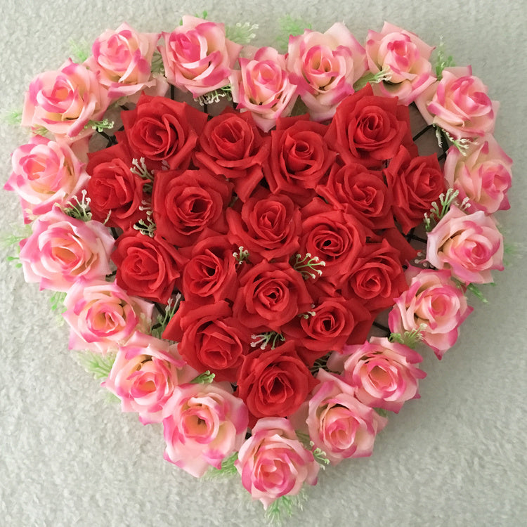 Heart-shaped simulation rose plate
