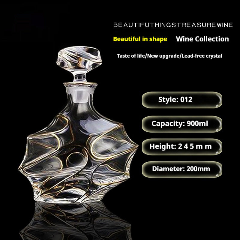 Gold Line Crystal Glass Creative Whiskey Bottle Household With Lid