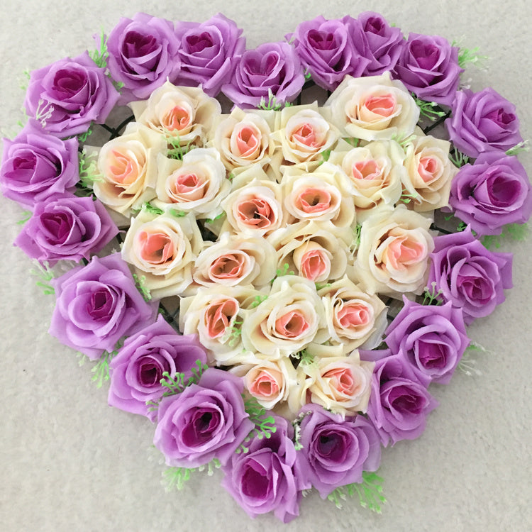 Heart-shaped simulation rose plate