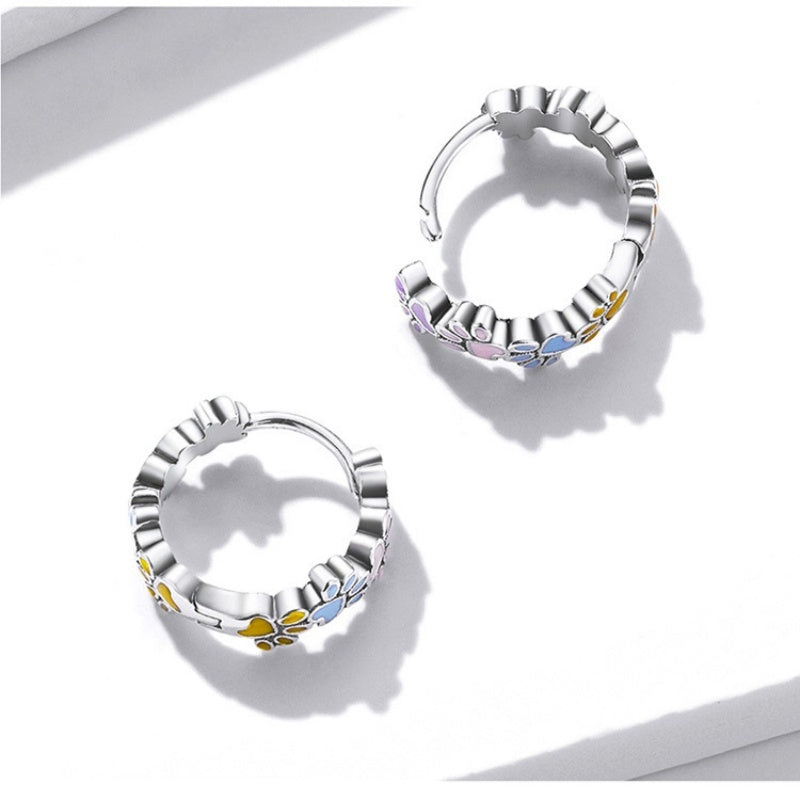 S925 Sterling Silver Colorful Cute Claw Stud Earrings