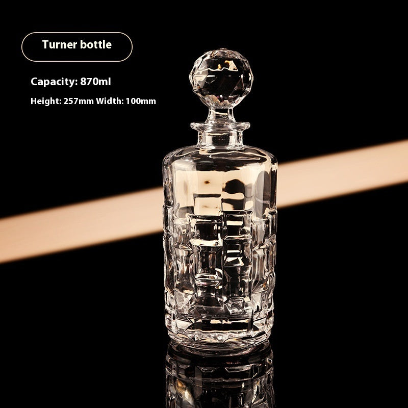 Carved Craft Whiskey Wine Bottle Crystal Glass Wine Set