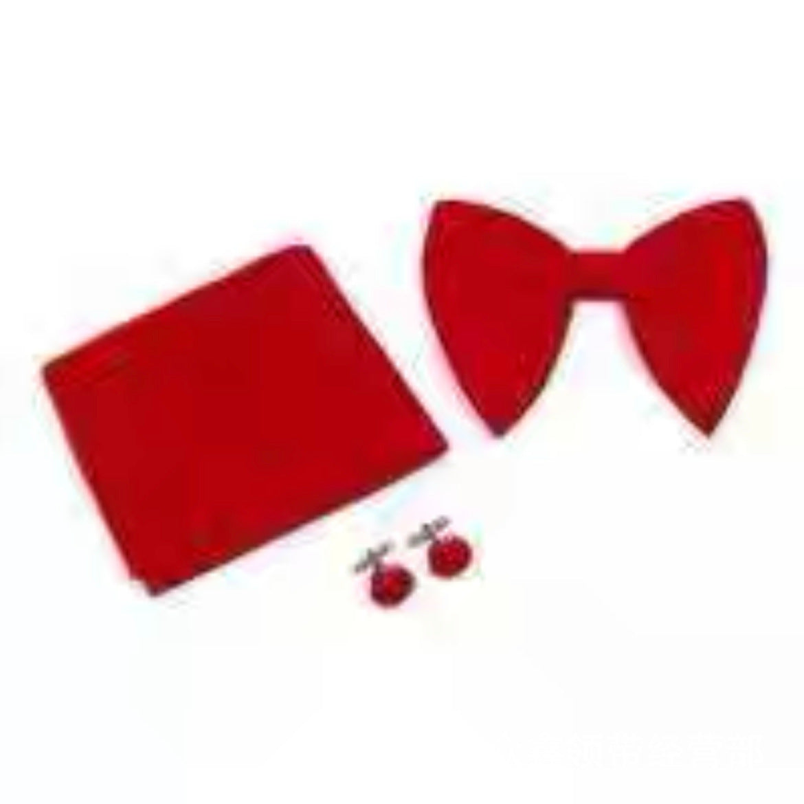 Double-Layer Gold Velvet Horn Bow Square Scarf Cufflinks Three-piece Set