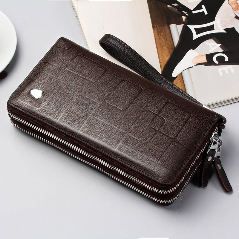 Genuine Leather Men's Wallet Long Zipper