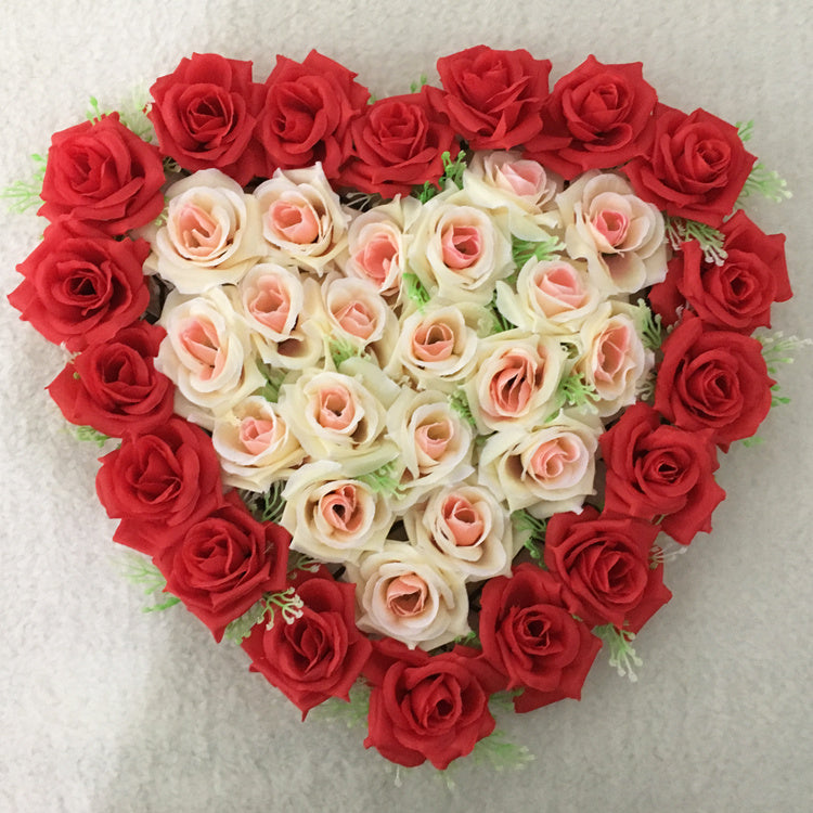 Heart-shaped simulation rose plate