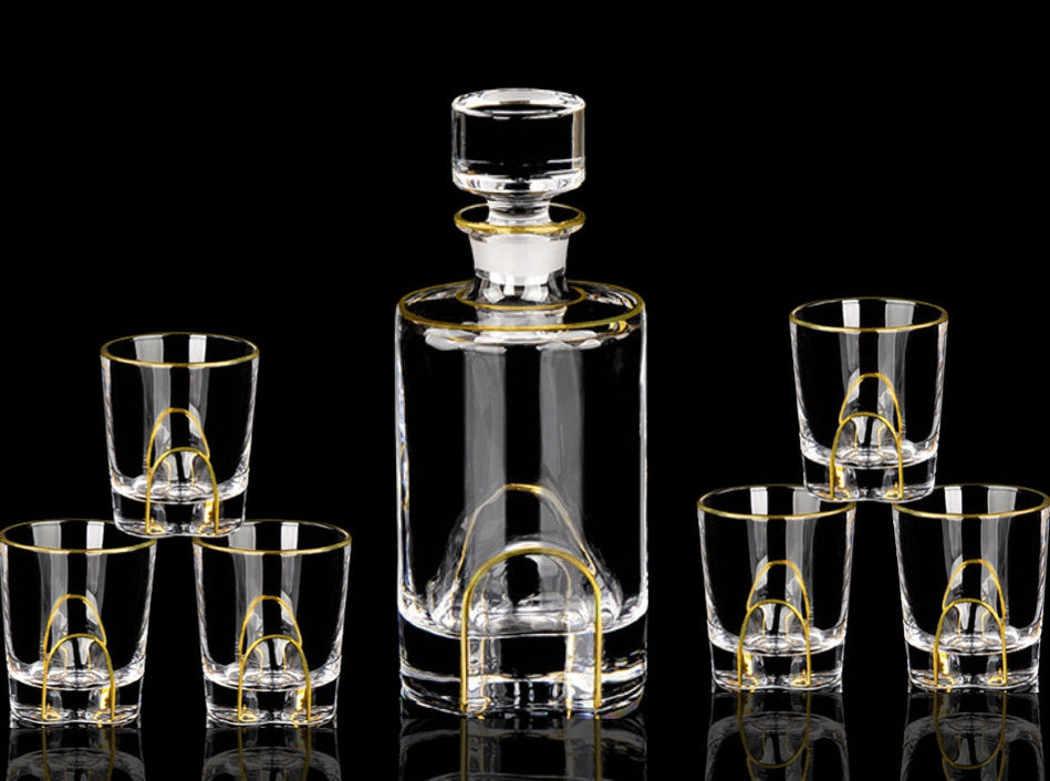 Crystal Glass Whiskey Wine Set Suit Creative Gold