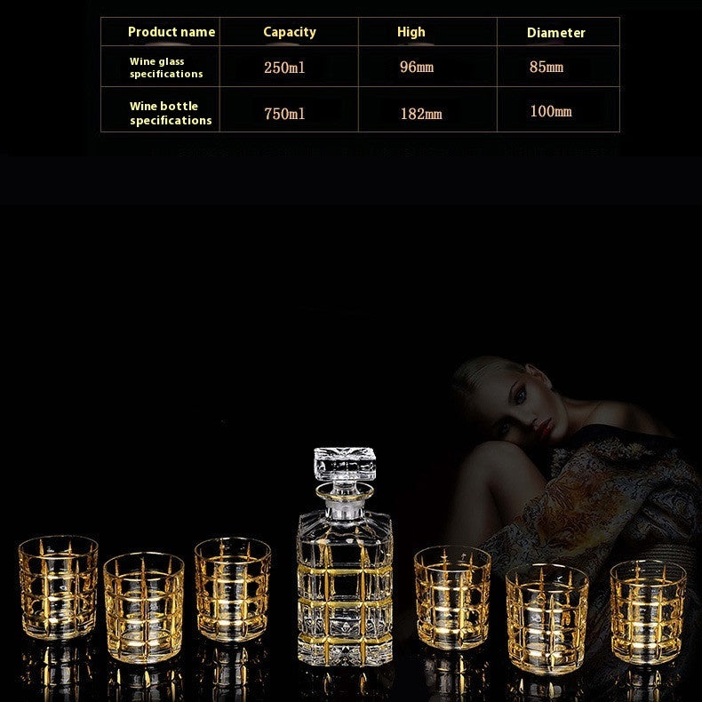 Crystal Glass Whiskey Wine Set Suit Creative Gold