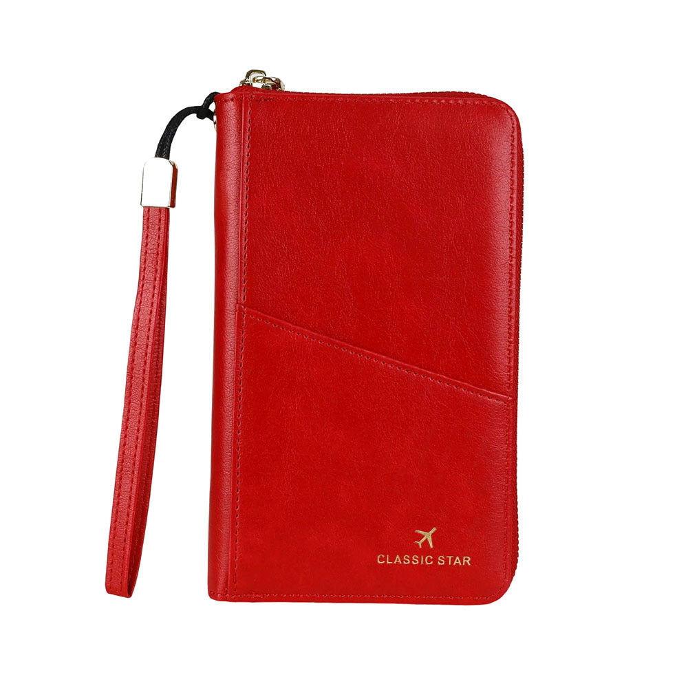 RFID Barrier Passport Holder Genuine Leather Wallet