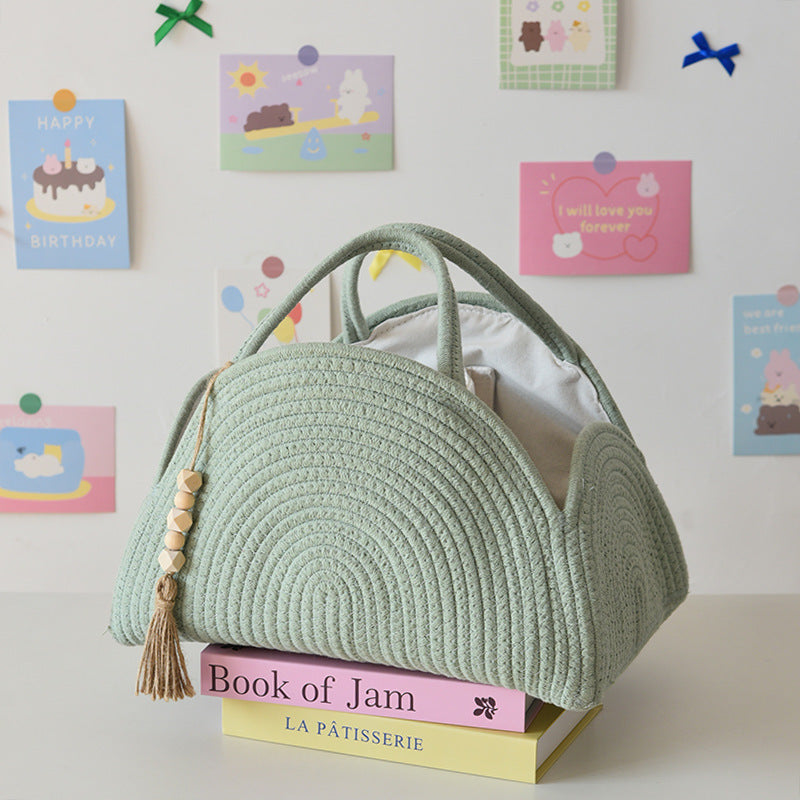 Simple Woven Finishing Storage Basket Portable Baby's Diaper Basket