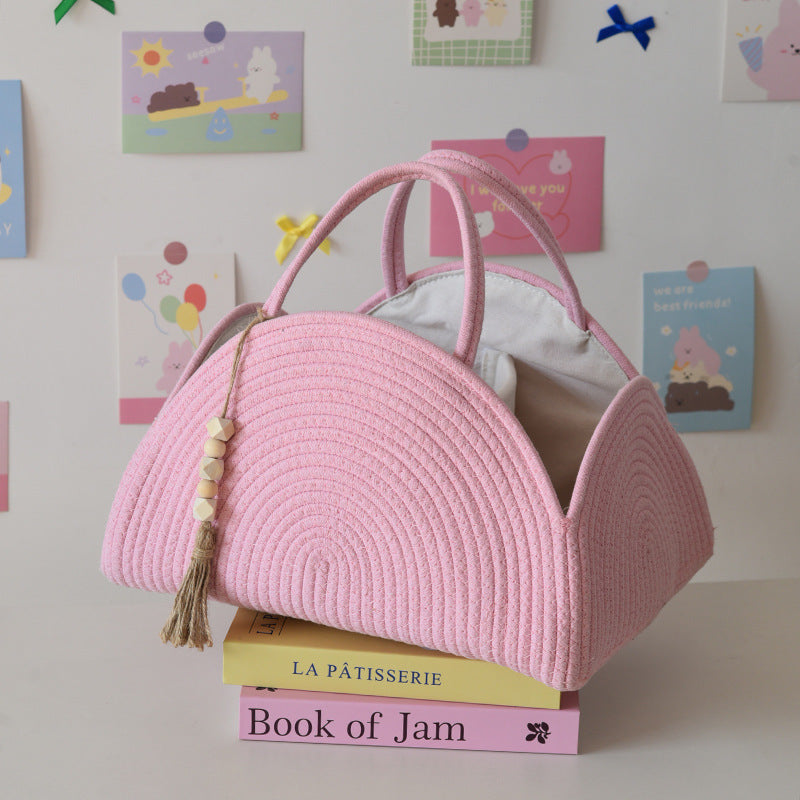 Simple Woven Finishing Storage Basket Portable Baby's Diaper Basket