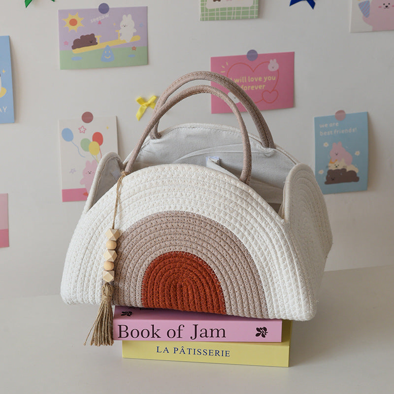 Simple Woven Finishing Storage Basket Portable Baby's Diaper Basket