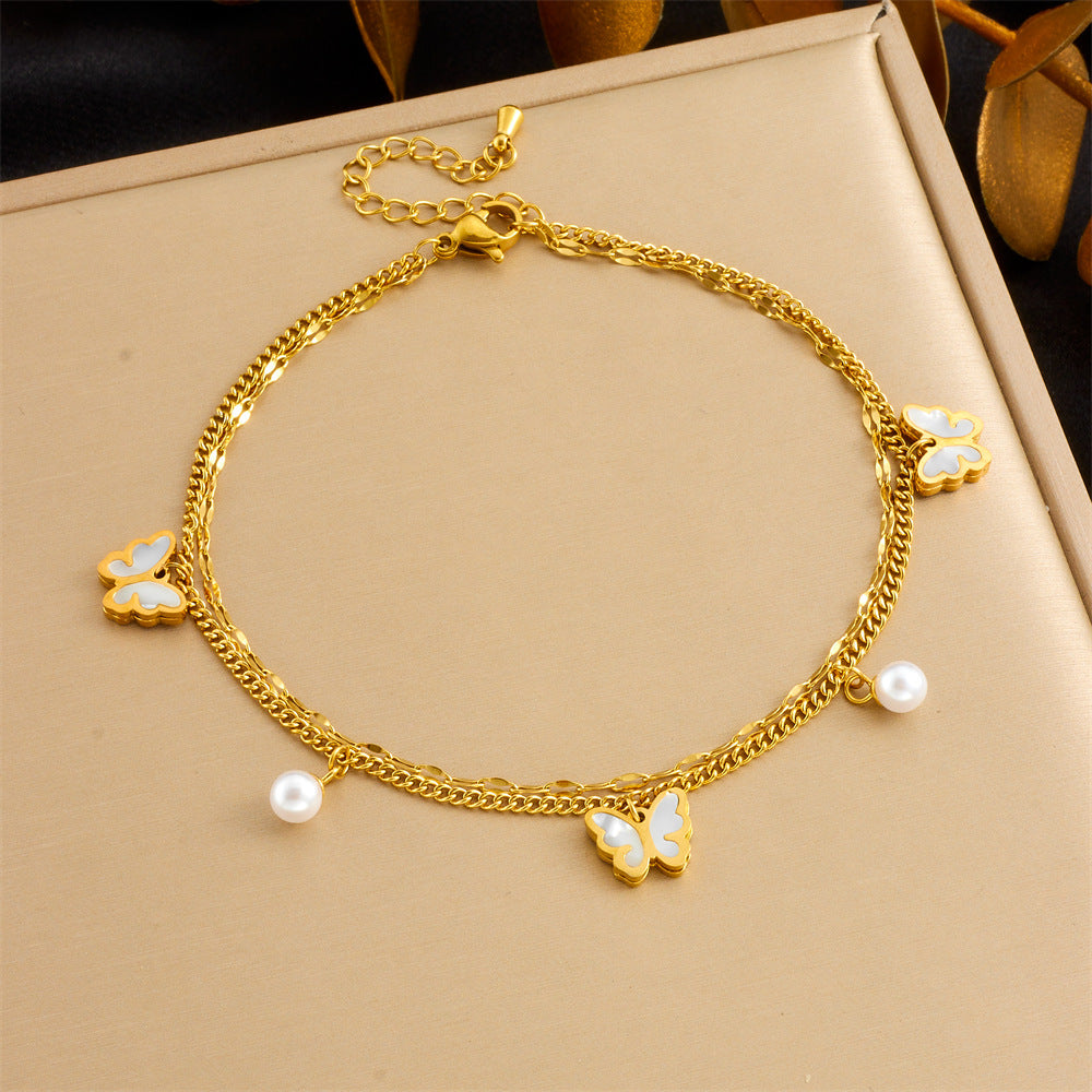 Beach Style Simple Color Rhinestone Anklet