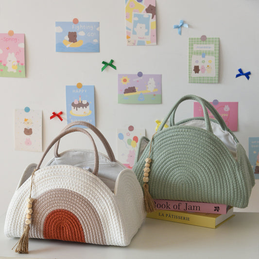 Simple Woven Finishing Storage Basket Portable Baby's Diaper Basket