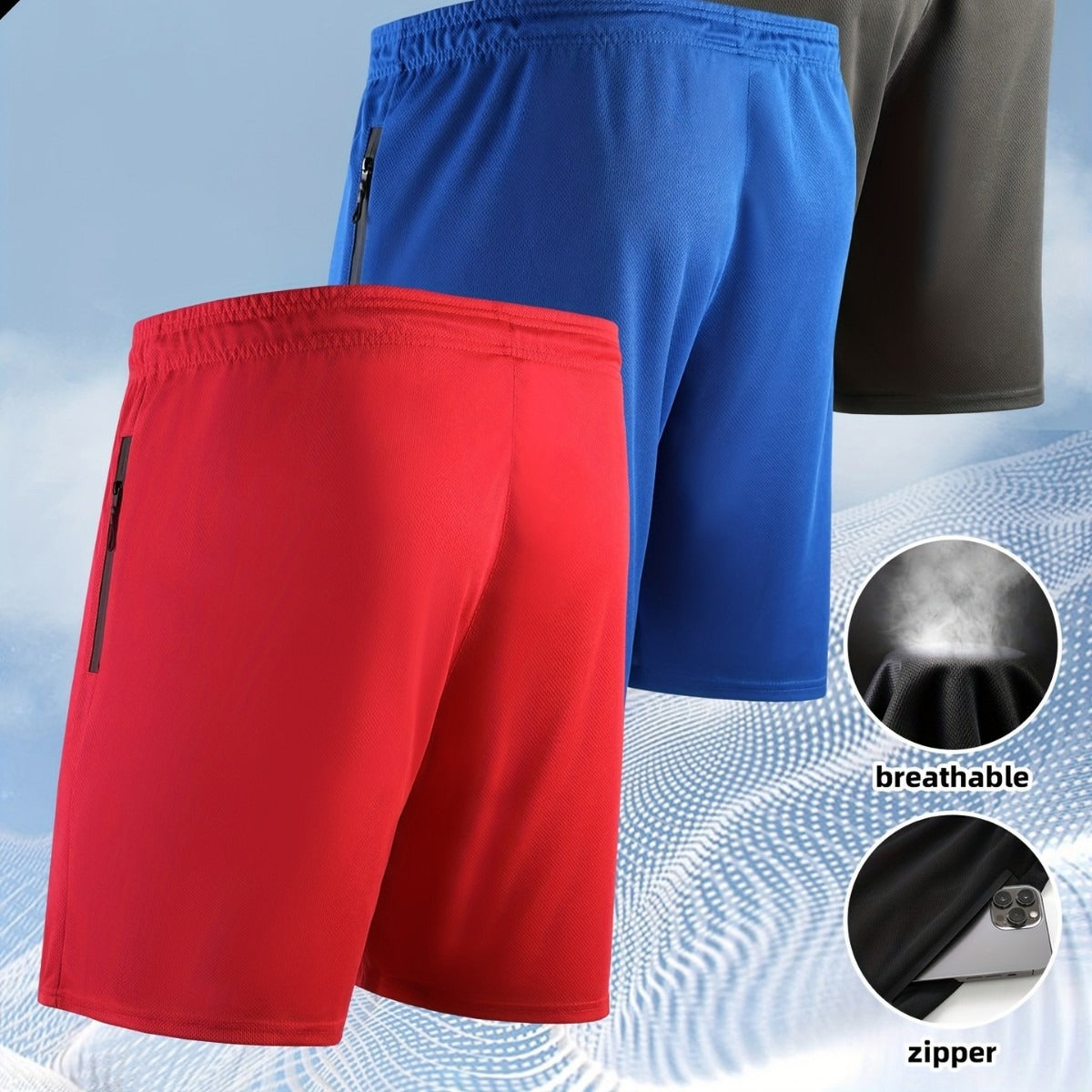 Men's Shorts Fashion Casual Quick-drying Outdoor Training Five-point Zipper Pocket