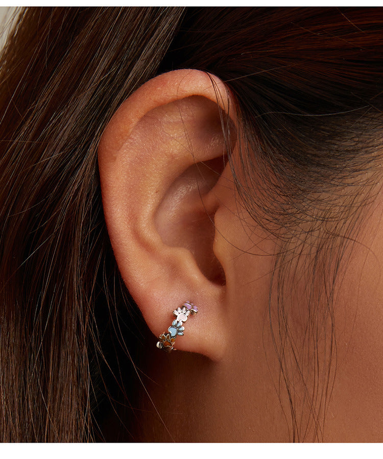 S925 Sterling Silver Colorful Cute Claw Stud Earrings