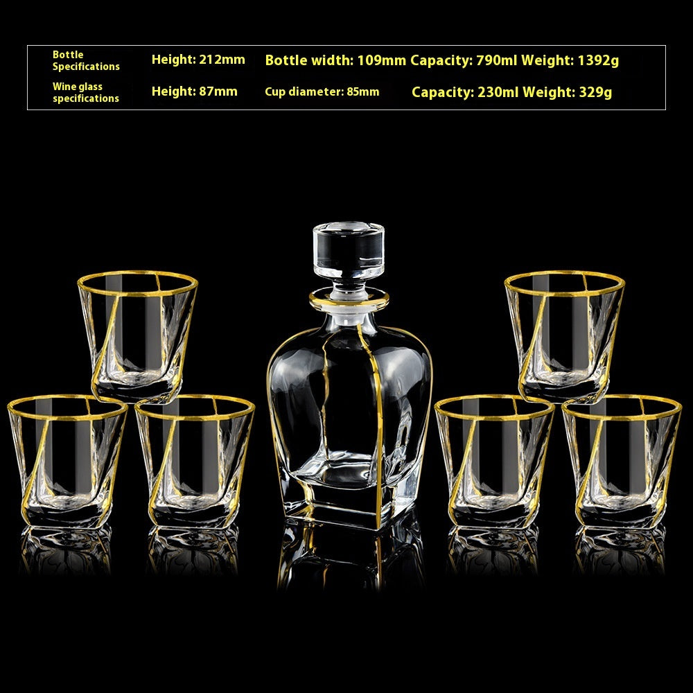Crystal Glass Whiskey Wine Set Suit Creative Gold