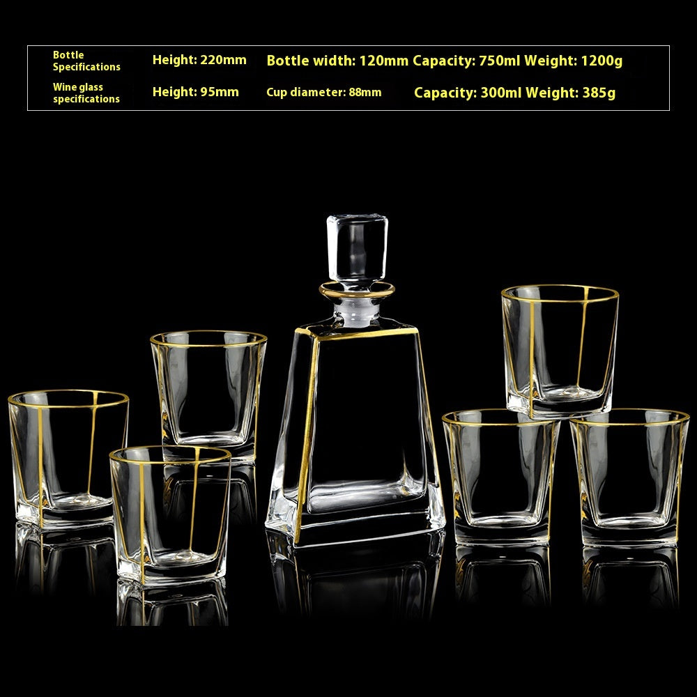 Crystal Glass Whiskey Wine Set Suit Creative Gold