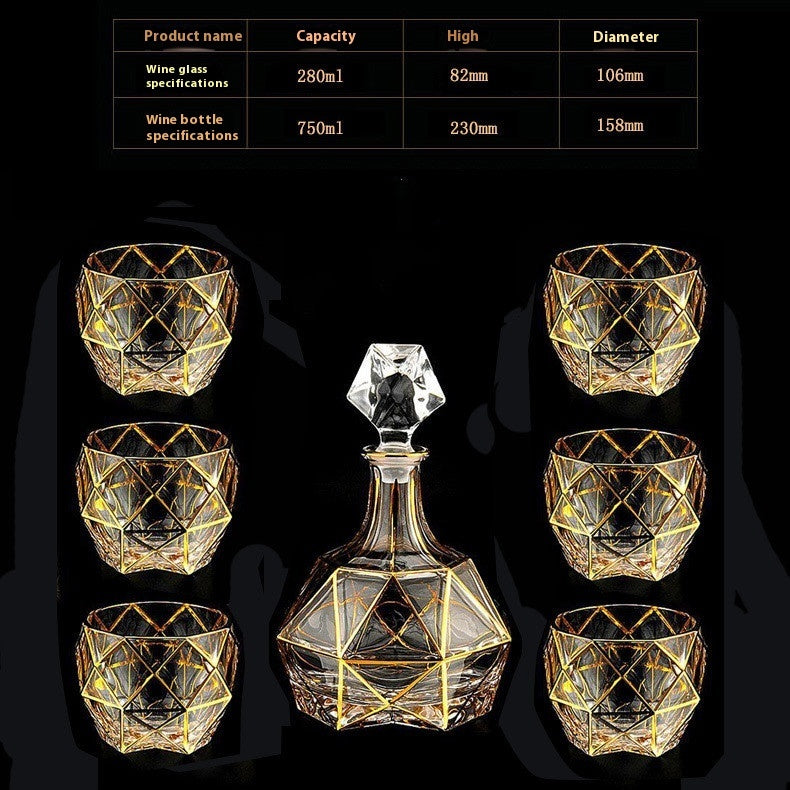 Crystal Glass Whiskey Wine Set Suit Creative Gold