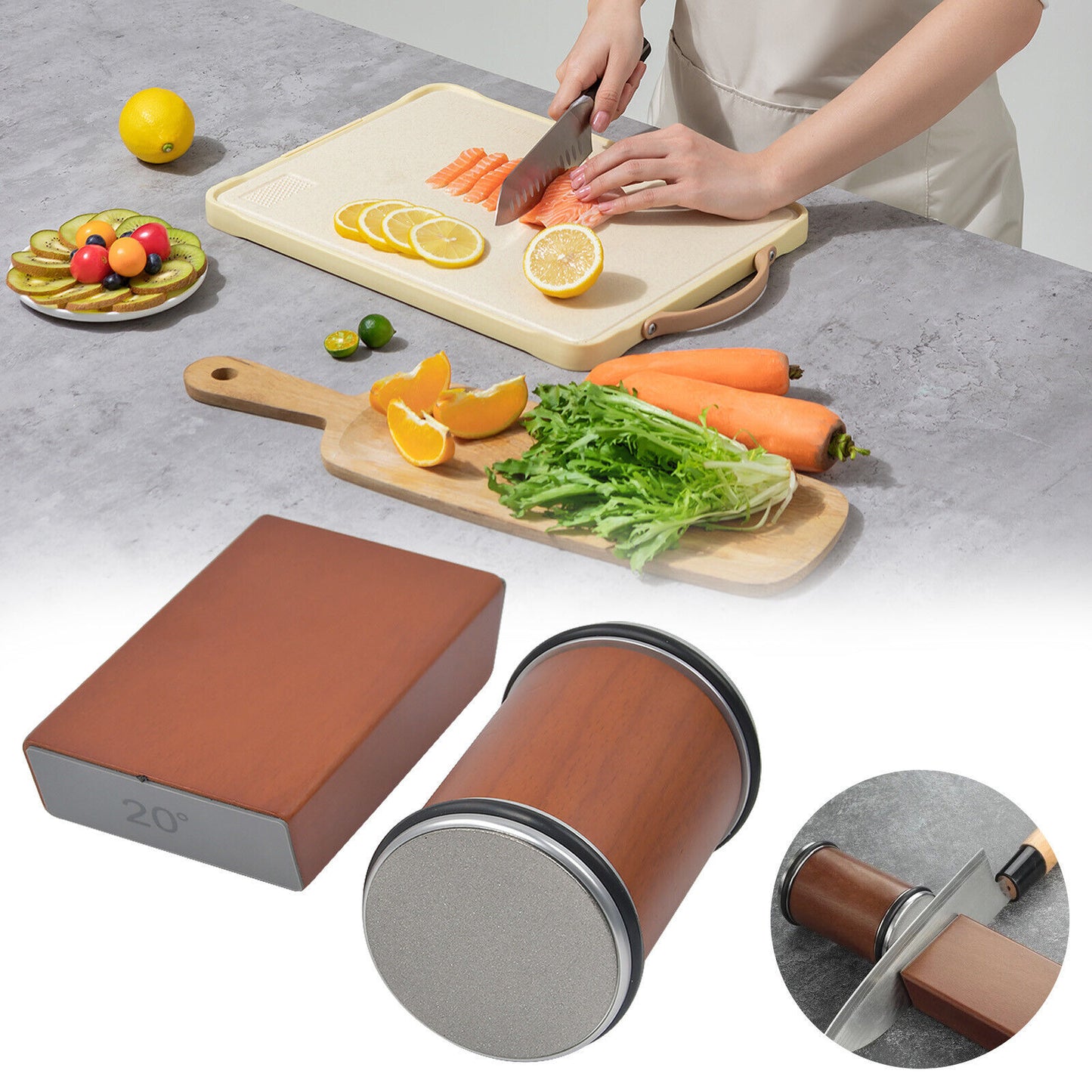 Knife Sharpener Kit Rolling Edge Countertop Knife Sharpener Knife Stone For Cooking
