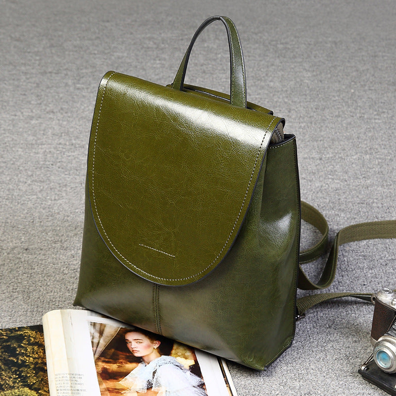 Genuine Leather Women's Messenger Retro Fashion Backpack